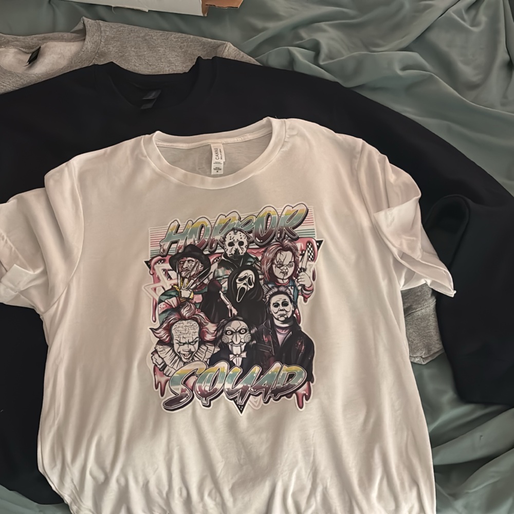 Bella Canvas White Horror Squad Tee
